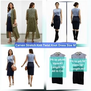 Carven Two-Tone Twist Knit Pencil Skirt - Blue and Navy